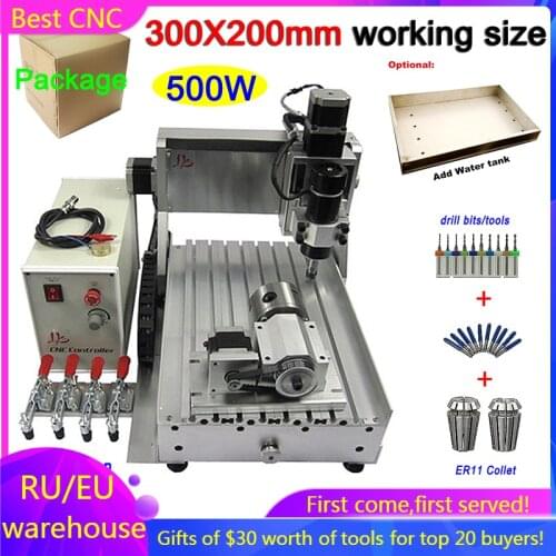 CNC Router LY 3020 3axis 4axis woodworking cnc milling machine 500W spindle kit mach3 software controller ball screw