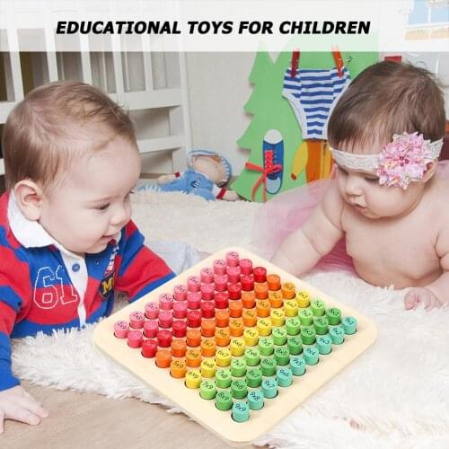 Smooth Wood 9x9 Multiplication Table Blocks Colorful and Funny Arithmetic Toys Rugged Durable with Long Lasting Life