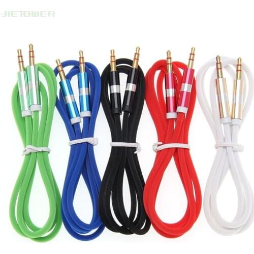 Stripe pure color Audio Aux Cable Jack 3.5 mm Male to Male For iPhone Car Headphone Speaker Wire Line wholesale 100pcs/lot