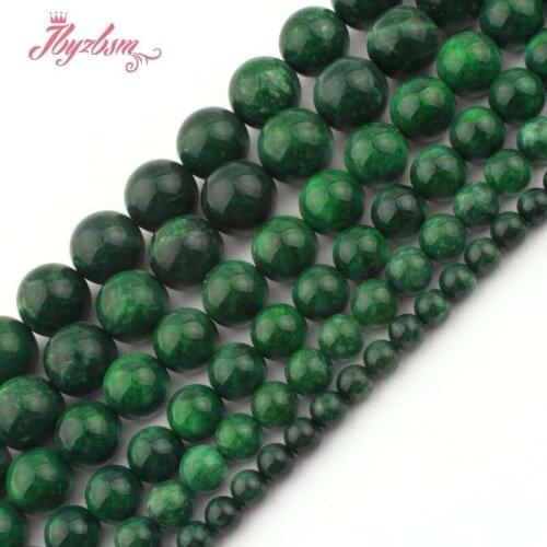 6,8,10,12,14mm Round Candy Dark Green Jades Smooth Loose Stone Beads For DIY Necklace Bracelets Jewelry Making Strand 15"