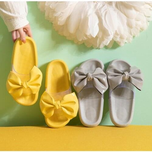 Fashion Bow Ladies Summer Sandals And Slippers Beach Sandals Flip Flops Cute Soft Bottom Comfortable Home Ladies Bathroom Shoes