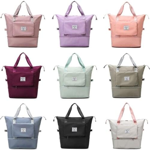 Fashionable Women Shoulder Bags Waterproof Oxford Cloth Handbag Foldable Large Capacity Training Travel Gym Bag Home Storage