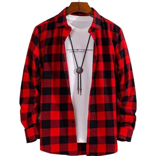2021 Spring Autumn Plaid Casual Flannel Shirts Man Long Sleeve Soft Comfort Slim Fit Styles Mens Jacket Fashion Cardigan Shirt