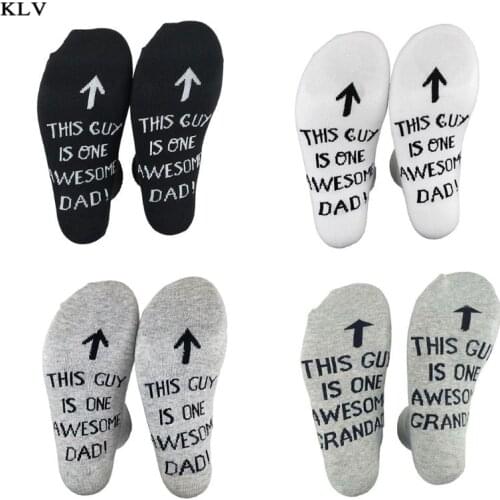 Men Funny Long Crew Socks Unisex This Guy Is One Awesome Dad Letters Printing Combed Cotton Ribbed Knitted Hosiery Fathers Gifts