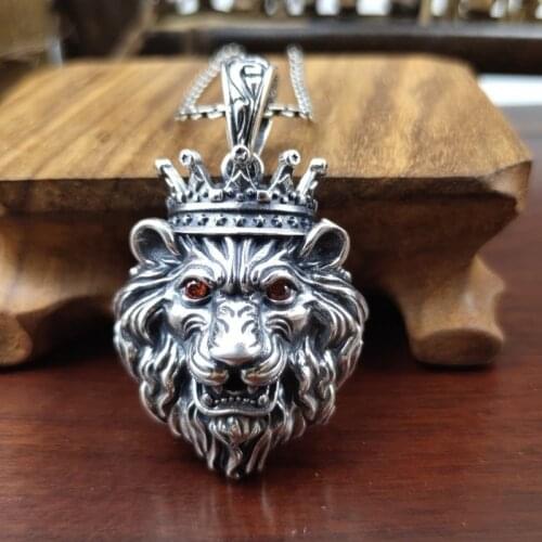 BOCAI 2021 New Real Solid S925 Silver Jewelry Punk Personality Domineering Lion Head Stylish Man Pendant