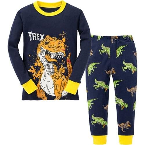 Brand New Pyjamas Baby Boys Sleepwear Kids 100% Cotton Long Sleeve Fashion Cartoon Pajamas For Girls Dinosaur Pijamas