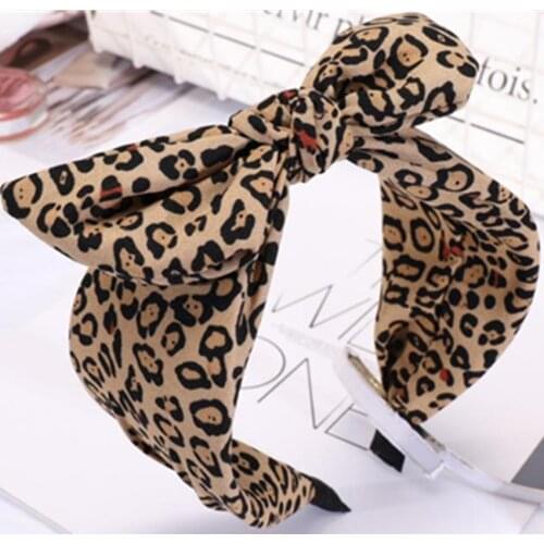 Big Bow Knotted Leopard Print Hairband Headband for Women Headband Bow Tie Trendy Hair Accessory Girls Teen Bow Headband