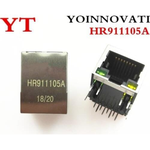 100pcs/lot RJ45 single port Connector With Magnetics Module And LED HR911105A HR91105A Best quality