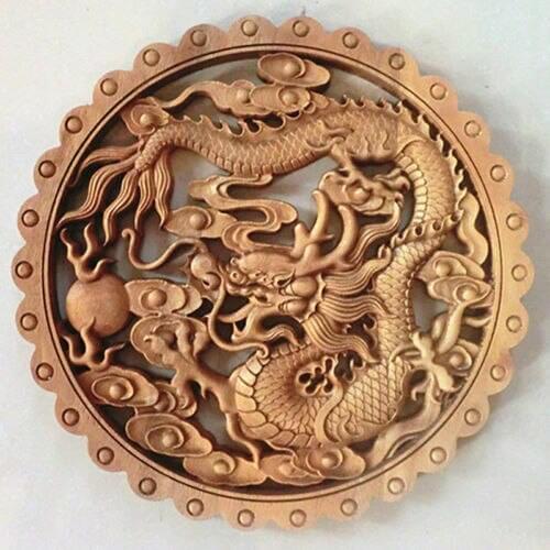 HAND WORK OLD EFFECT XIANG ZHANG SCULPTOR WOOD CARVING DRAGON WALL PANEL NR 02
