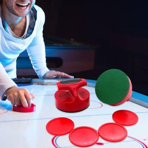 Air Hockey Pushers and Red Air Hockey Pucks for Game Tables 2 Strikers 4 Pucks