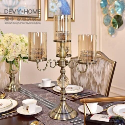 Crystal Glass Candle Holder Light Luxury Modern Living Room Ornaments Nordic American Candlestick Portavelas Table Decor ED50ZT