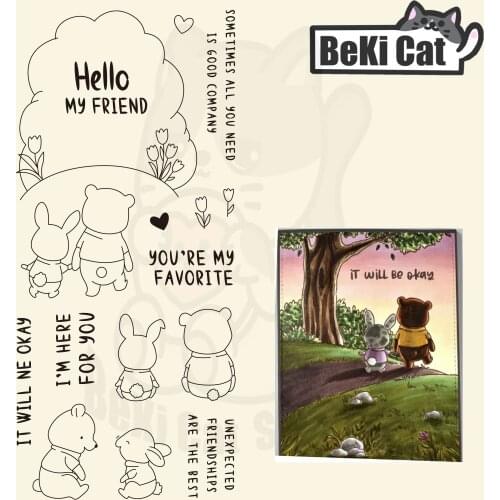 Friendship animal Transparent Clear Stamps for DIY Scrapbooking/Card Making Fun Decoration Supplies