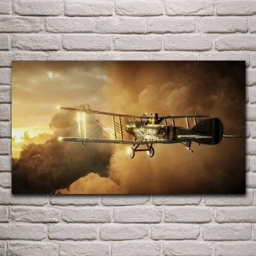 Retro biplane aircraft Battlefield posters on the wall picture home living room decoration for bedroom KH303