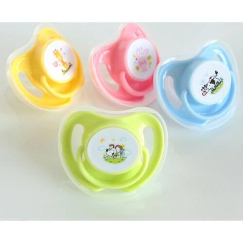 1PC 4 Colors Baby Cotton Animals Printing Pacifiers Safe Food Grade Silicone Cute Baby Round and Flat Nipples Pacifiers