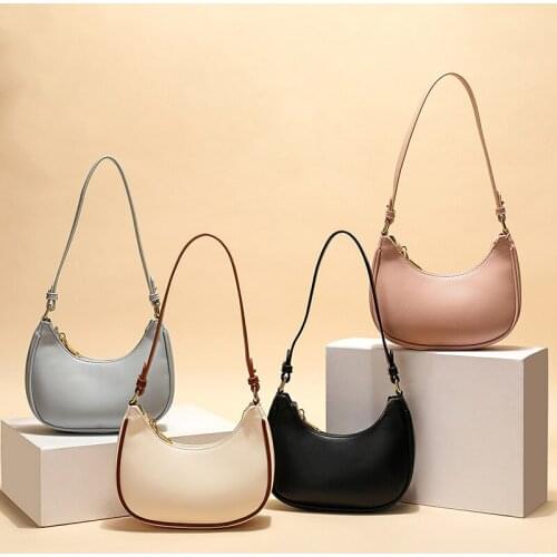 Women Shoulder Bag Fashion Black Pink Handbag Ladies Messenger Bag Small Cross Half Moon Bags