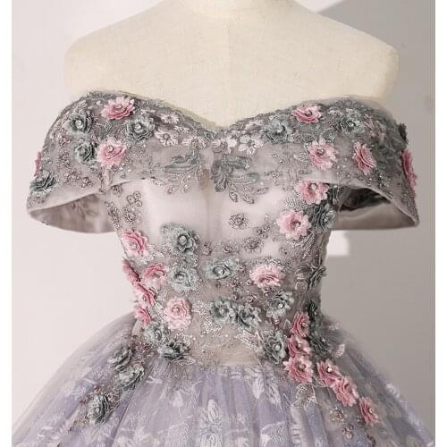 100%real grey lace slash collar flower embroidery vintage ball gown royal Medieval Renaissance Victorian dress Belle ball