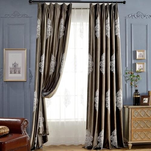 High-grade Velvet Embroidered Curtains Modern and Simple Italian Velvet Embroidery for Living Room Bedroom Curtains Tulle Custom