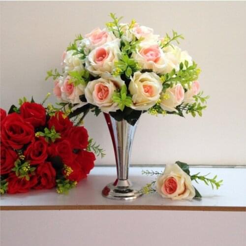 19cm Tall Silver Wedding Vase Metal Flower Stand Table Centerpiece 10pcs/lot