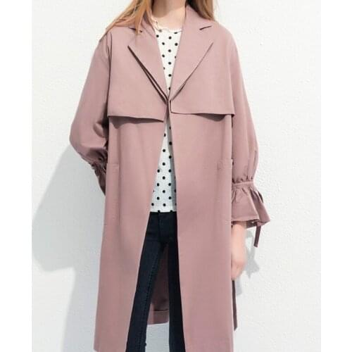 2020 New Fashion Lapel Collar Harajuku Trench Coat Korean Solid Belted Women Long Windbreaker Streetwear Loose Fit Fall Coats