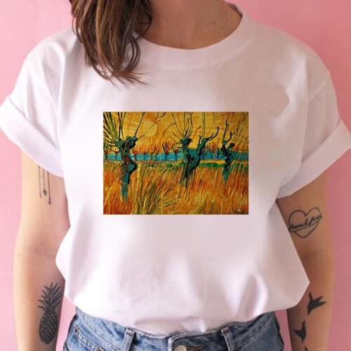 Famous paintings Art T Shirt Women Lovely Print Short Sleeved O-neck T-shirt Vintage Vogue Ullzang Tshirt Harajuku Tops