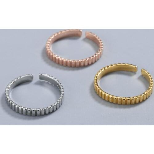 Real 925 Sterling Silver Korean Version Minimalist Rings For Women Fashion Rose Gold Ring Fine Jewelry Adjustable Accessories