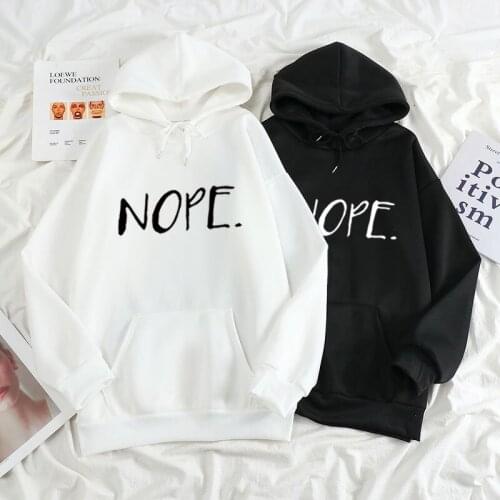 Winter Sweatshirt boy and girl Creative letters NOPE print Streetwear Long sleeve Casual Simple Women Men Harajuku Sweatshirt