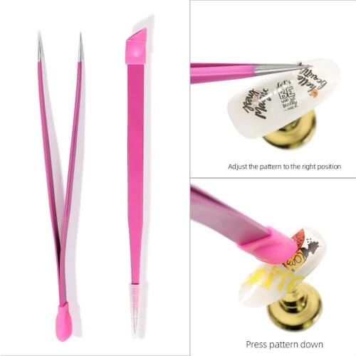 1pc Nail Art Acrylic Gel Pick Tool Pink Eyelash Pliers Anti-static DIY Hand Tweezer Tweezer For nail art Sticker tweezers