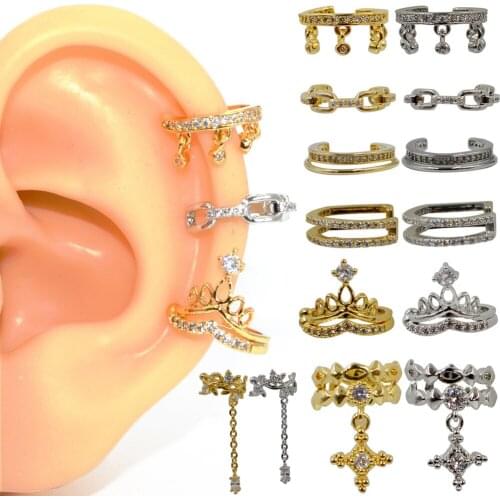 1pc Faux Non Piercing Zircon Stud Ear Clip Cartilage Helix Earring Fake Ear Cuff Fashion Body Piercing Jewelry