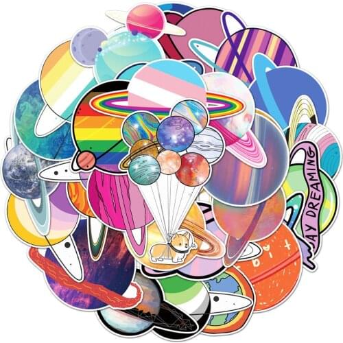 10/50PCS Outer Space Stickers Toys for Children UFO Astronaut Rocket Ship Planet Sticker for Scrapbooking Luggage Skateboard