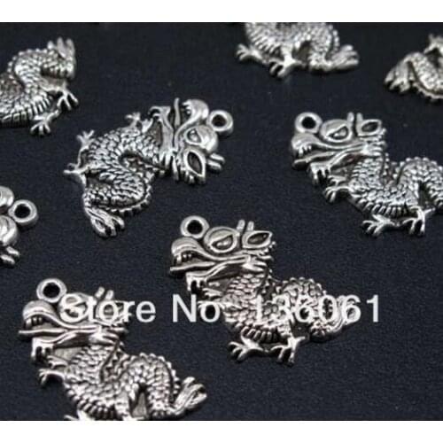 10PCs Vintage Silver Heart Clover Dragon Globe Charms Pendants For Bracelets Jewelry Making Findings Accessories Gift Mixed X255