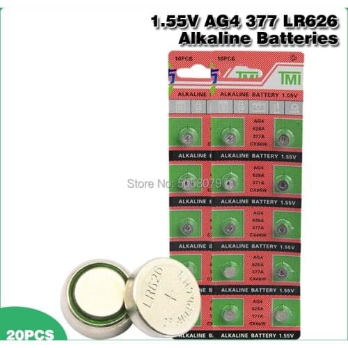 20pcs 1.55V AG4 LR626 377 Button Batteries G4 SR626 177 Cell Coin Alkaline Battery 626A 377A CX66W For Watch Toys Remote
