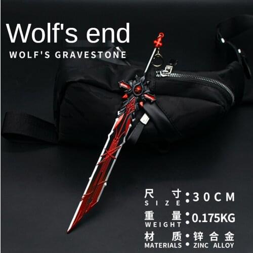 30CM Zinc Alloy Keychain for Men Wolfs End Pride of The Sky and The Staff of Protecting Momo Keyring Trendy Cartoon Keychain