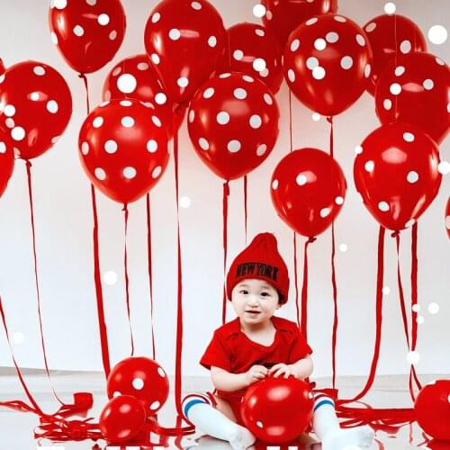 50pcs /lot 12 Inch Polka Dot Latex Balloons baby birthday Wedding Decoration Supplies Party Supplies Balloons red color