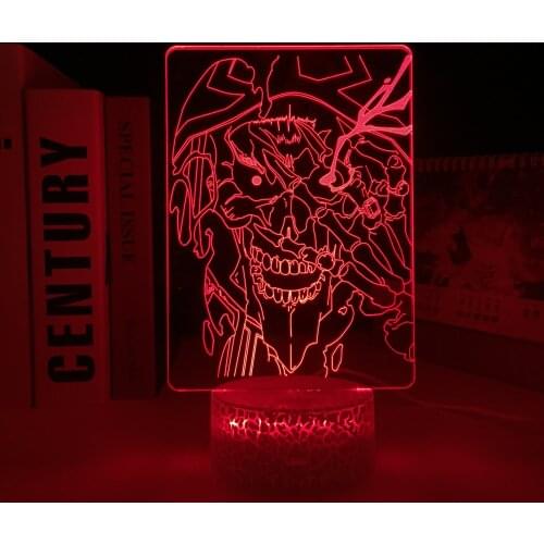 Overlord Anime Figure Ainz Ooal Gown LED Light White Base for Bedroom Decor Nightlight Birthday Gift Manga 3D Table Lamp