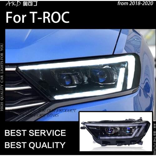 Car Styling Head Lamp for T-ROC Headlights 2017-2020 T-ROC LED Headlight Dynamic Signal Led Projector Lens DRL Auto Accessories