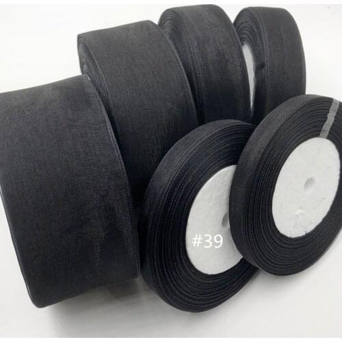 Black organza Ribbon with gold Wedding Party Decoration Gift Wrapping Christmas Apparel Sewing & Fabric gift Ribbon 39