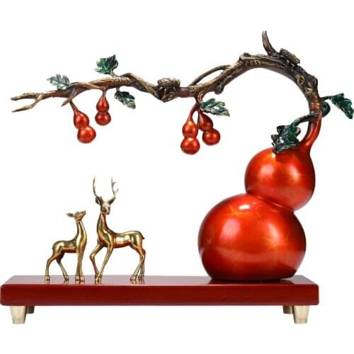 Pure copper gourd ornaments Flu auspicious new Chinese living room Xuanguan decoration moving gifts