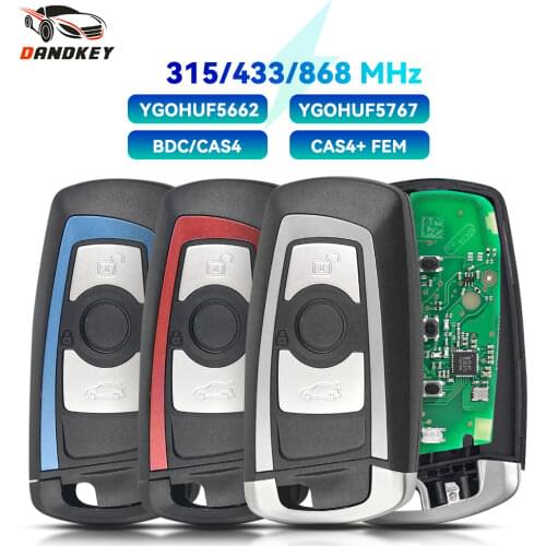 Dandkey 868MHz 315MHz 434MHz For BMW 5 7 F Series X5 X6 F20 F21 F30 F31 2009-2016 FEM / BDC CAS4 CAS4+ 3/4 Buttons Remote Key