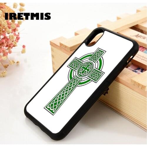 Iretmis 5 5S SE 6 6S Silicone phone case cover for iPhone 7 8 plus X Xs 11 Pro Max XR Celtic Christian Cross Ireland Scotland