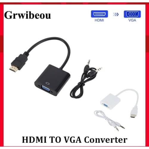 Grwibeou HDMI to VGA Adapter Cable Male To Female HDMI TO VGA Converter Adapter 1080P Digital to Analog Video Audio For Tablet