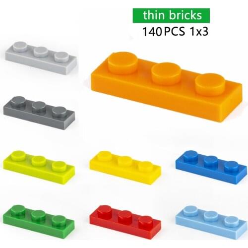DIY Building Blocks Thin Bricks 140pcs 1x3Dots Educational Creative Size Compatible With Other Brand Assemble Toys for Children