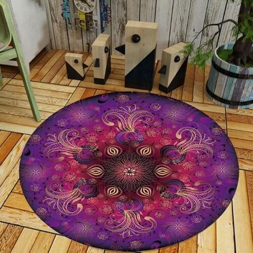 Rugs Datura Printed Carpet Tatami Rug for Living Room Tea Table Floor Mat Round Carpet Ethnic Soft Carpet Floor Non-slip Mat Pop
