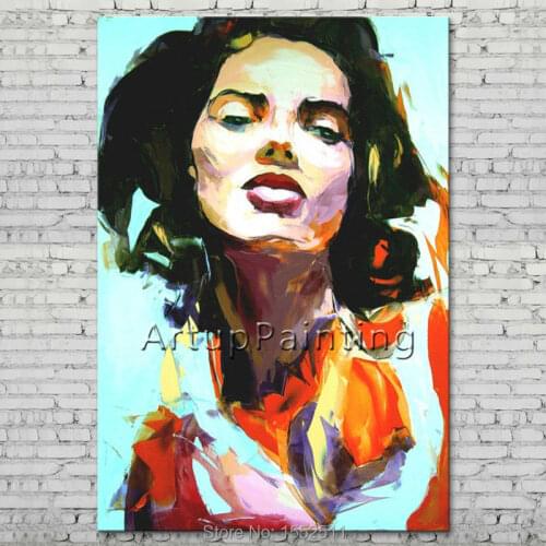 Palette knife portrait Face Oil painting Character figure canva Hand painted Francoise Nielly wall Art picture for living room17
