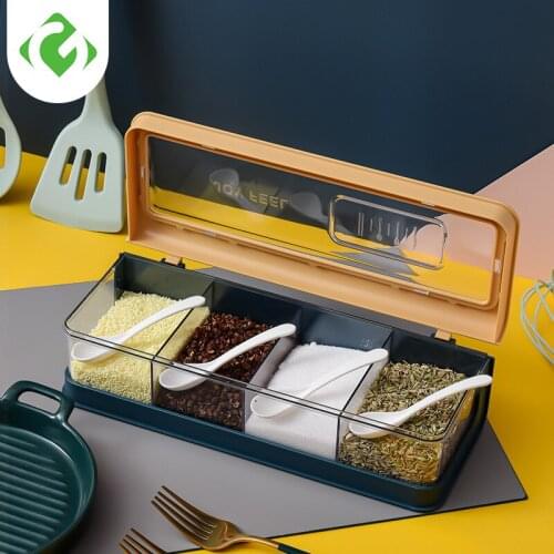 Food Seasoning Container Spice Container Salt Jars Condiment Pot With Lid And Spoon Kitchen Chopsticks cutlery box Storage Jar