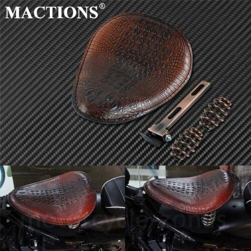 Motorcycle Solo Seat Leather Front Driver Seat w/ Spring Bracket Kits For Harley Chopper Bobber Custom Sportster Dyna XL883 1200