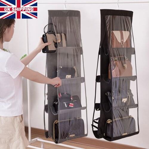 8 Pocket Foldable Hanging Bag 3 Layers Folding Shelf Bag Purse Handbag Organizer Door Sundry Pocket Hanger Storage Closet Hanger