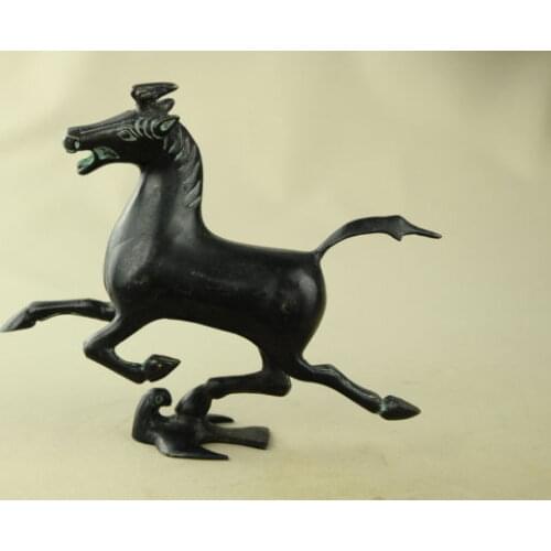 Old Handwork Copper Horse Stepped Swallow Statue