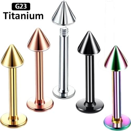 G23 Titanium F136 Ear Piercing Women/Man Anti-allergic Classic Cone Lab lip Labret Lip Piercing Ear Stud Piercing Body Jewelry