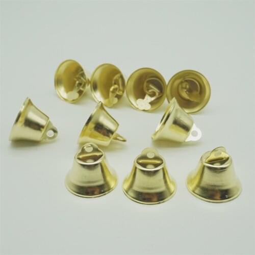 20pcs/lot Christmas Tree Decoration Hanging Ornament Pendants 14mm 16mm 20mm Gold Metal Trumpet Bells Rings Xmas Accessories