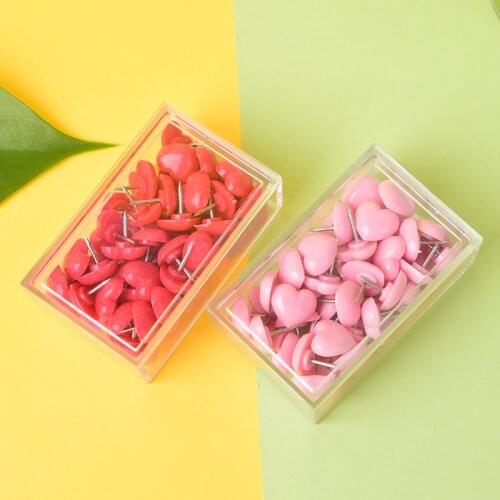 Heart shape 40/50/80/100pcs Plastic Quality Cork Board Safety Colored Push Pins Thumbtack Office School Accessories Supplies